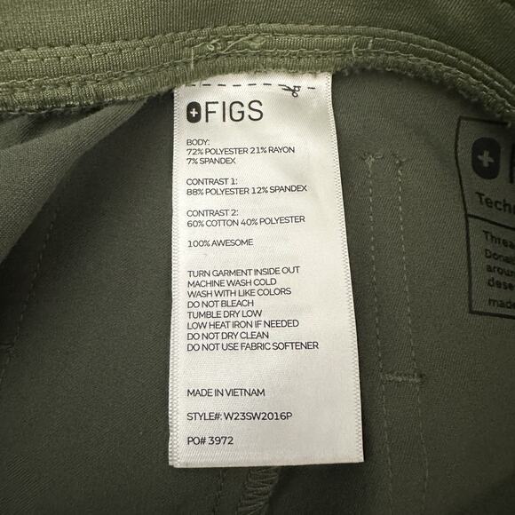 Figs Scrubs Zamora Joggers Pants XSP Olive Green Pull On Cargo Zip Pocket - Picture 6 of 11